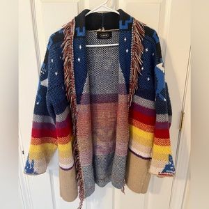Perfect Condition! Women’s Cider Colorful Western Fringe Cardigan Sweater Size S